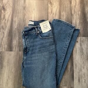 Abercrombie & Fitch The ‘90s Straight Ultra High Rise Criss Cross Button Jeans